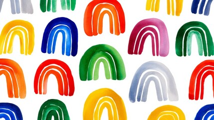 Poster - Colorful painting of many rainbows in various colors. The painting is full of life and energy, and it conveys a sense of joy and happiness