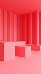 Wall Mural - 3d illustration of abstract minimal architecture background, monochromatic geometric architectural