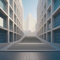Wall Mural - 3d illustration of abstract minimal architecture background, monochromatic geometric architectural