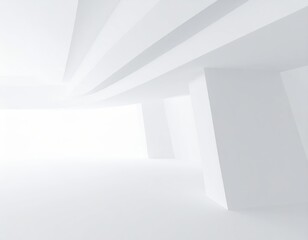 Wall Mural - 3d illustration of abstract minimal architecture background, monochromatic geometric architectural