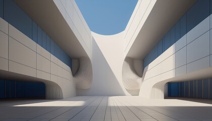 Wall Mural - 3d illustration of abstract minimal architecture background, monochromatic geometric architectural