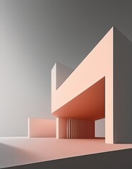 Wall Mural - 3d illustration of abstract minimal architecture background, monochromatic geometric architectural