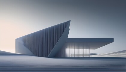 Wall Mural - 3d illustration of abstract minimal architecture background, monochromatic geometric architectural