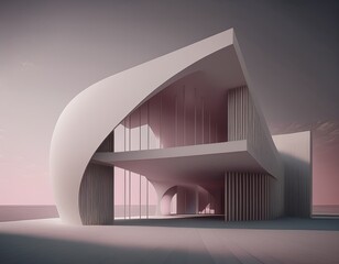 Wall Mural - 3d illustration of abstract minimal architecture background, monochromatic geometric architectural