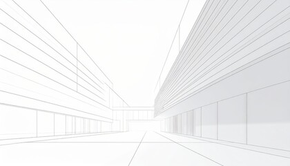 Wall Mural - 3d illustration of abstract minimal architecture background, monochromatic geometric architectural