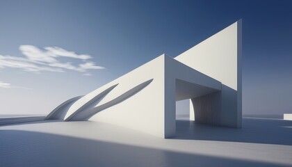 Wall Mural - 3d illustration of abstract minimal architecture background, monochromatic geometric architectural