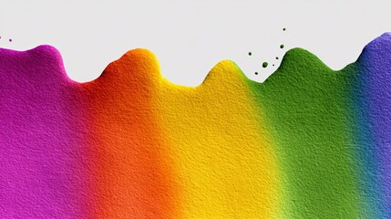 Poster - Rainbow of colors is painted on a white background. The colors are vibrant and bold, creating a sense of energy and excitement. The rainbow appears to be a work of art