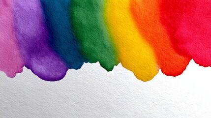 Poster - Rainbow is painted on a white background. The colors are bright and vibrant, creating a sense of joy and happiness. The rainbow is a symbol of hope and positivity