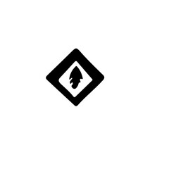 Aufkleber - A black diamond shape with a leaf like image inside