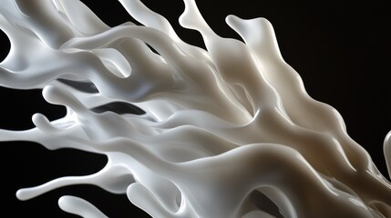 Poster - Abstract Fluid Motion in White Against Dark Background, Capturing the Essence of Creativity and Imagination in Modern Art and Design Concepts