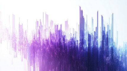 Fototapete - Abstract Digital Landscape with Gradient Shades of Purple and Blue, Depicting a Futuristic Cityscape in a Soft and Ethereal Atmosphere