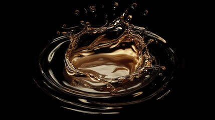 Poster - Captivating Splash of Liquid with Dynamic Droplets and Ripple Effects Against a Black Background for Stunning Visual Impact