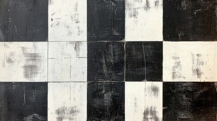 Poster - Textured Black and White Checkerboard Pattern with Vintage Aesthetic, Ideal for Backgrounds, Design Projects, and Artistic Inspirations