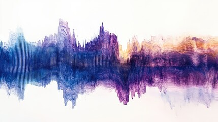 Poster - Abstract Sound Wave Visualization in Vibrant Purple and Orange Hues Representing Audio Frequencies and Artistic Expression in Contemporary Digital Art