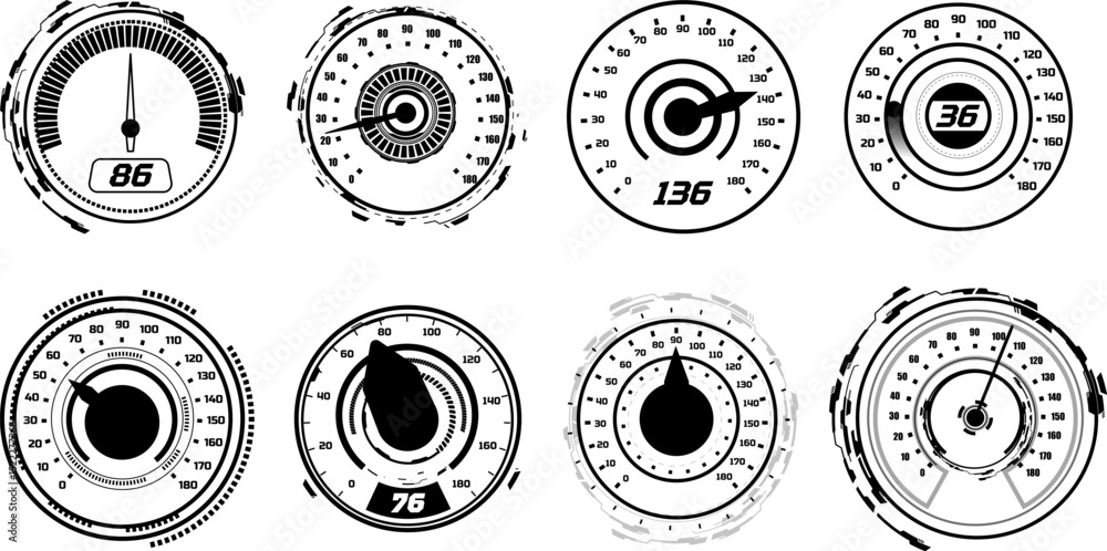 Vetor Auto speedometer dashboard with digits scale, digital gauge ...