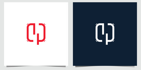 Poster - D P logo Modern Initial Logo Design with Rounded Shapes and Contrasting Backgrounds