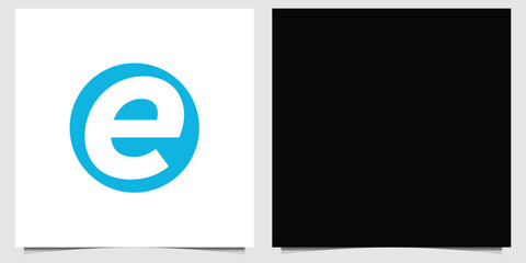 Poster - Minimalistic letter 'e' logo design in a blue circle with a blank black side