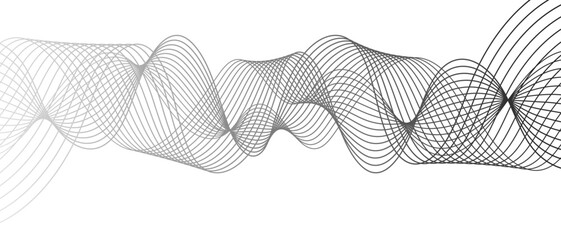 Leinwandbilder - Abstract black and white wave pattern with overlapping, curving lines forming smooth, sense of depth, rhythm, and fluid motion. Aesthetic is minimalist, elegant digital or scientific visualization.