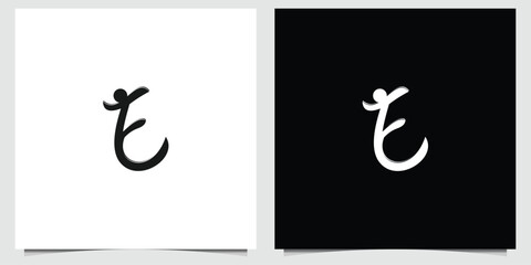 Poster - E logo Minimalist abstract figure logo design in black and white background option