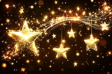 Poster - Sparkling golden stars on dark background