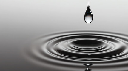 Aufkleber - A close-up view of a water droplet creating ripples on a calm surface, reflecting tranquility and nature's beauty.