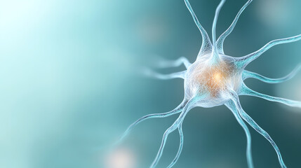 Poster - A detailed view of a neuron, showcasing its structure and intricate connections. Ideal for educational and scientific purposes.