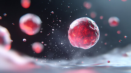 Poster - Abstract representation of biological cells with vibrant colors and intricate details, showcasing the beauty of life at a microscopic level.