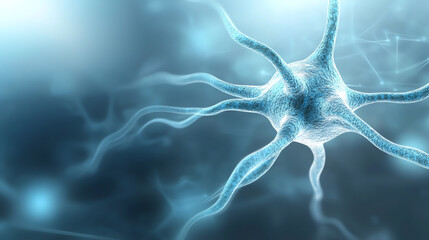 Aufkleber - Close-up view of a neuron showcasing its intricate structure and connections, representing communication in the nervous system.