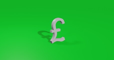 Poster - Isolated realistic white pound symbol front view with shadow. 3d illustration on green chroma key background