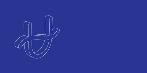 Poster - The outline of a large zodiac ophiuchus symbol made of white lines on the left. 3D view of the object in perspective. Vector illustration on indigo background