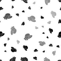 Aufkleber - Seamless vector pattern with women's hat symbols, creating a creative monochrome background with rotated elements. Illustration on transparent background