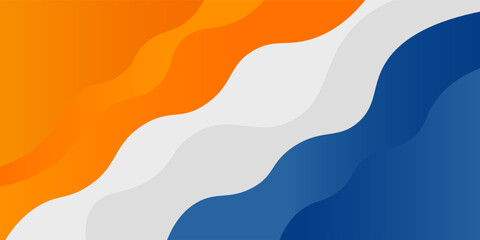 Wall Mural - blue and orange geometric business banner design. creative banner design with wave shapes and lines 