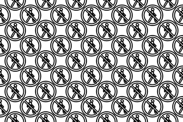 Poster - Seamless pattern completely filled with outlines of pedestrian traffic prohibited signs. Elements are evenly spaced. Illustration on transparent background