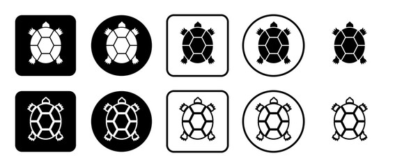 Poster - Icon set of turtle symbol. Filled, outline, black and white icons set, flat style.  Illustration on transparent background