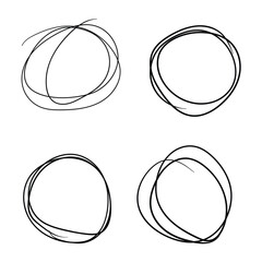 Poster - Set of hand drawn circle. ellipses in doodle style. hand drawn ovals and circles set. sketch drawing circle lines