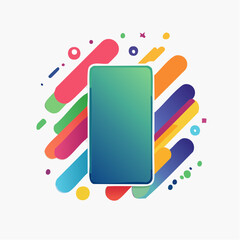 Poster - A vibrant abstract illustration featuring a smartphone mockup surrounded by colorful shapes and lines, creating a modern and eye-catching design.