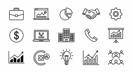 Poster - Business Icons Set Line Style Vector Illustration Concept