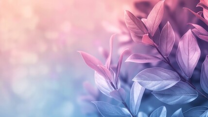 Poster - Colorful tropical foliage with a dreamy pastel background during a serene morning