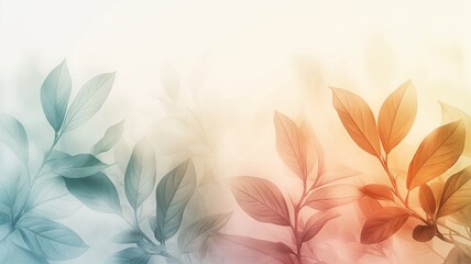 Poster - Tropical foliage creating a serene background with soft pastel colors blending beautifully