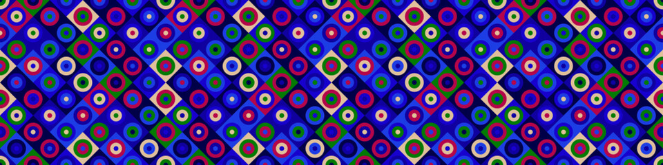 Aufkleber - Horizontal seamless geometric pattern background - abstract colorful geometrical wide vector illustration
