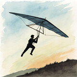 Action-Packed Hang Gliding Adventure, Sport Enthusiast, Mountain Landscape, Clipart for Sports, Scenic View, Aerial Perspective