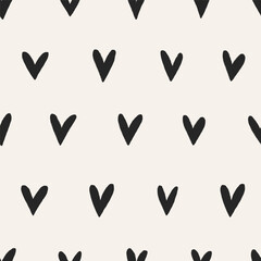 Fototapete - Heart polka dot pattern, seamless love background. Repeating romantic print, simple valentine texture design for feminine textile, fabric, wrapping paper and wallpaper. Flat vector illustration