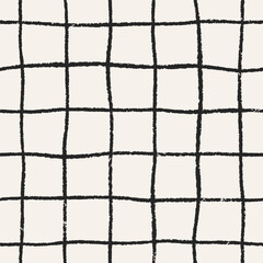 Fototapete - Seamless pattern with simple thin rough grid texture. Checkered design, tiny lines, endless background for textile, fabric, wrapping. Repeating print in modern minimal style. Drawn vector illustration