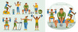 © Macrovector - People Exercising in the Gym Flat Composition