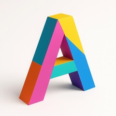 Poster - Colorful 3D Letter A on White Background
