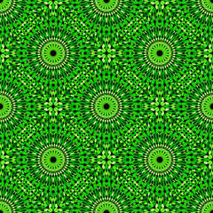Poster - Oriental geometrical abstract green mandala flower pattern background