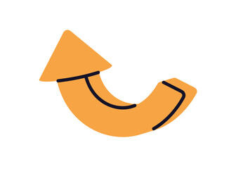 Aufkleber - Arrow pointing up and back. Pointer, curved bent shape with dynamic motion. Direction symbol, navigation sign. Return icon for web interface. Flat vector illustration isolated on white background