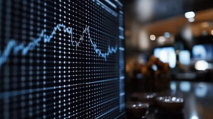 Fototapete - Detailed view of stock market chart on screen displaying financial market data analysis