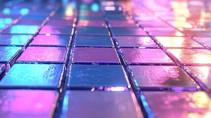 Poster - Colorful Mosaic Tiles Reflecting Light Patterns in Abstract Design
