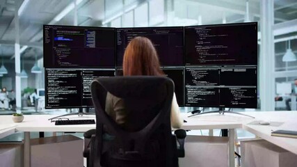 Fototapete - Web Developer Coding On Computer